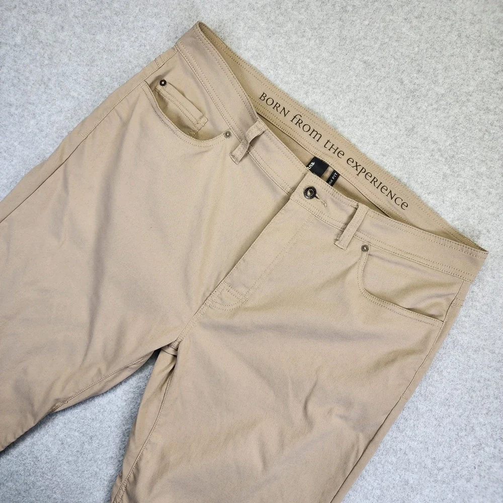 Prana Brion Pant 38x30 Slim Fit Beige Stretch Lightweight Hiking Nylon‎ Outdoor